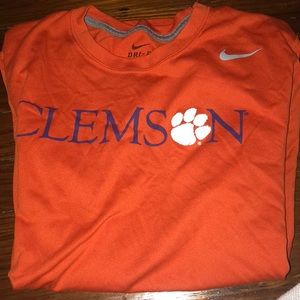 Clemson short sleeve shirt with rugby on back